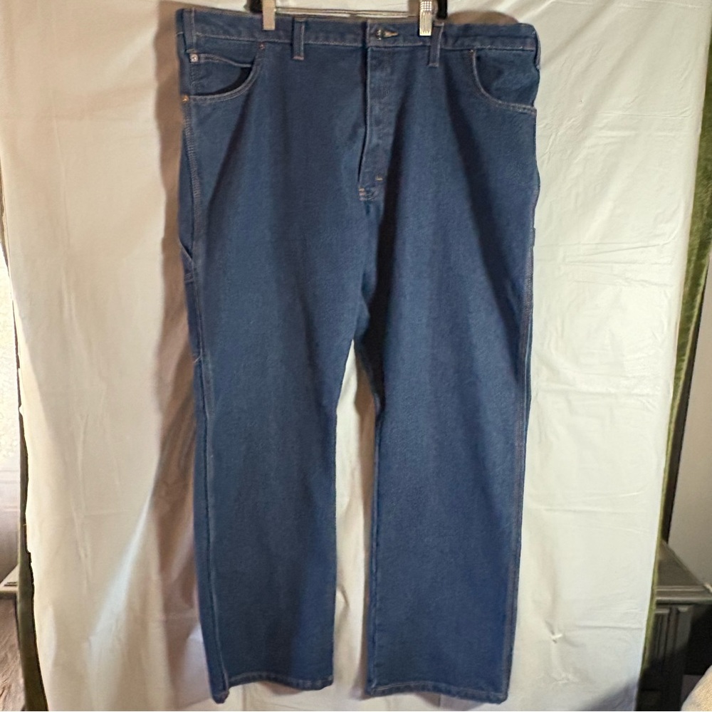 Dickies Flex‎ Mens Jeans 42 X 30 Relaxed Straight Carpenter Denim Blue Workwear